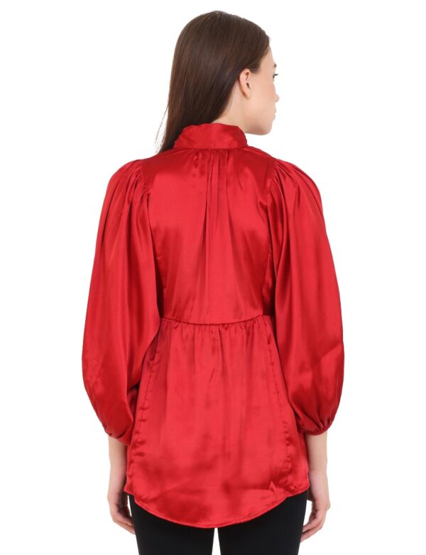 Red Crepe Knot Top - Image 5