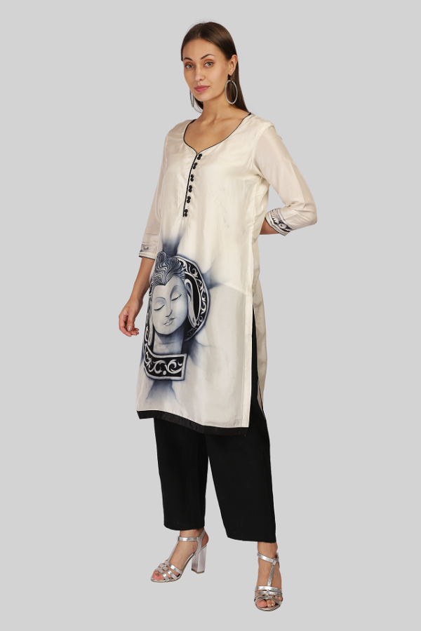 Buddha theme Hand Painted Kurta - Image 3