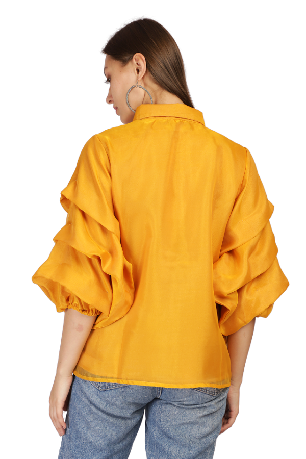 Organza Embroidered top in Yellow - Image 5