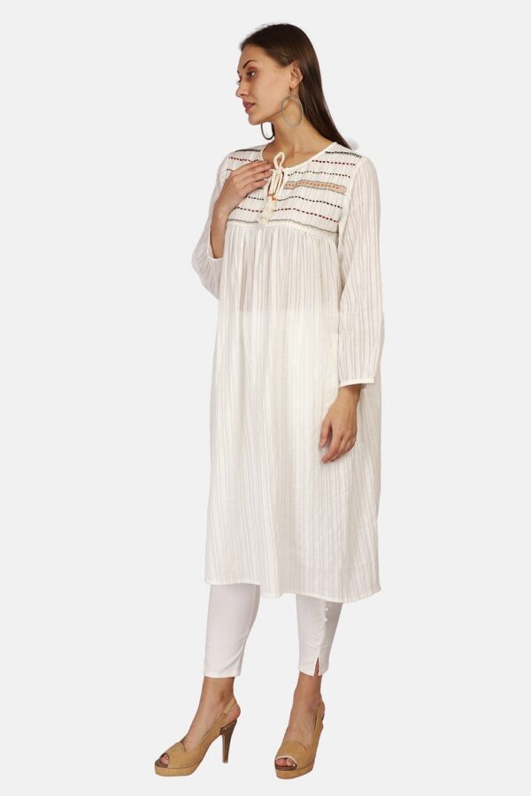 Textured cotton Kurti with hand embroidery - Image 3
