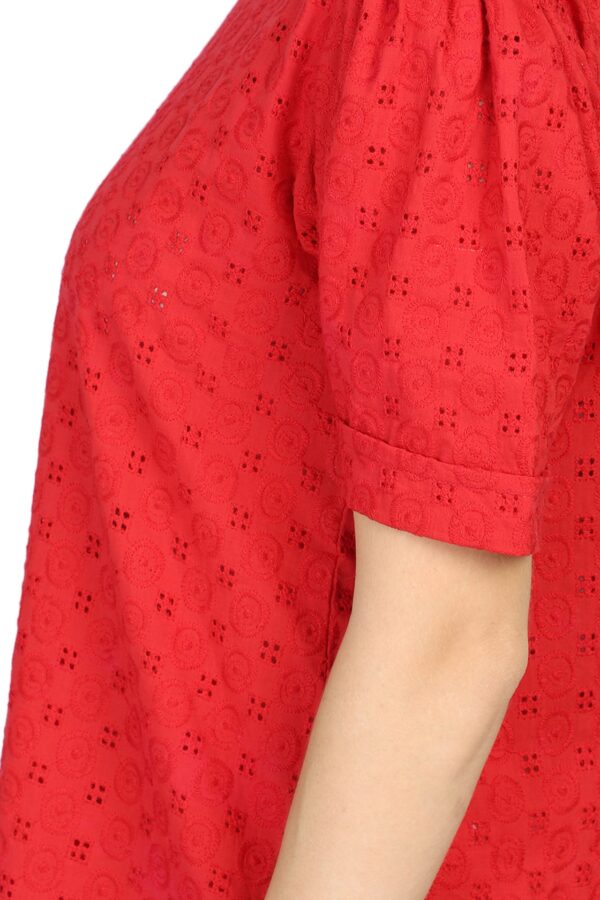 Red Mini Dress in Schiffli - Image 5