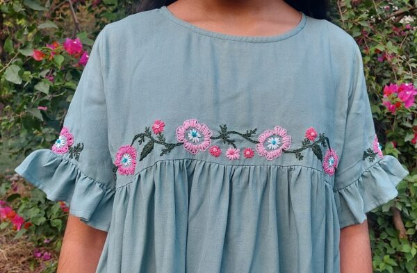 Sage embroidered  Dress - Image 5