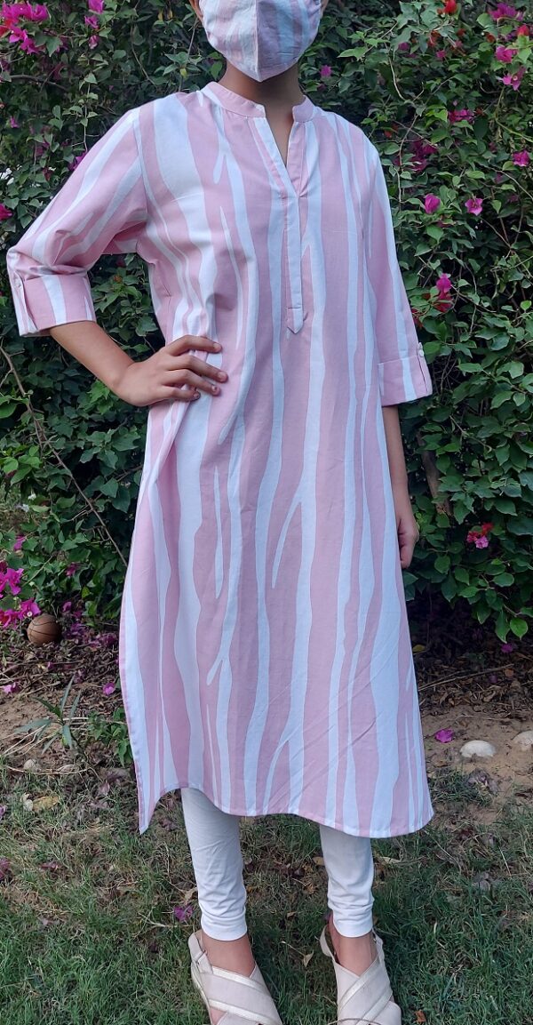 Pink Zebra Print Kurta - Image 3