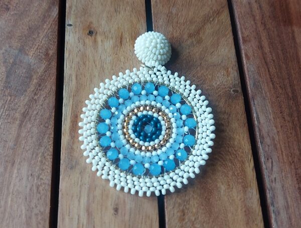 White and Blue Ear Rings - Image 3