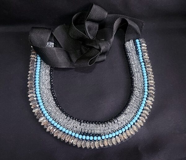 Blue Crystal Bib Necklace - Image 4