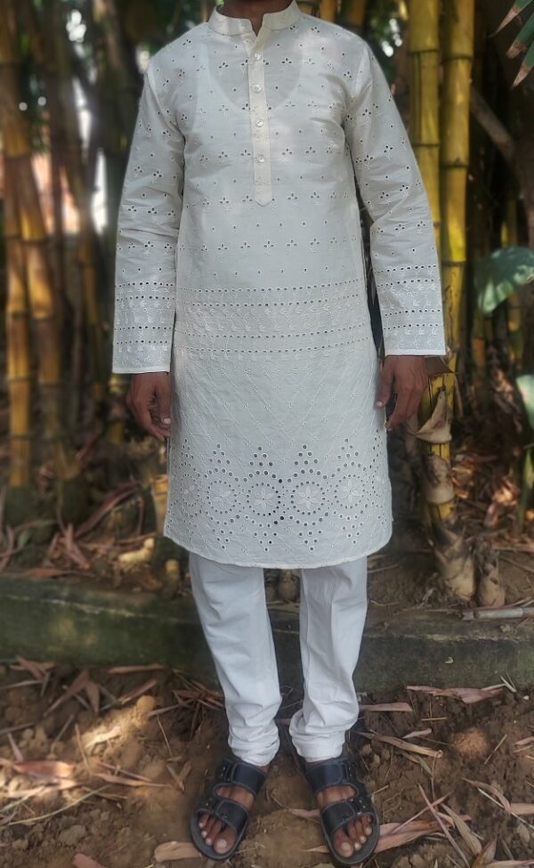 Off -White Schiffli Kurta - Image 2